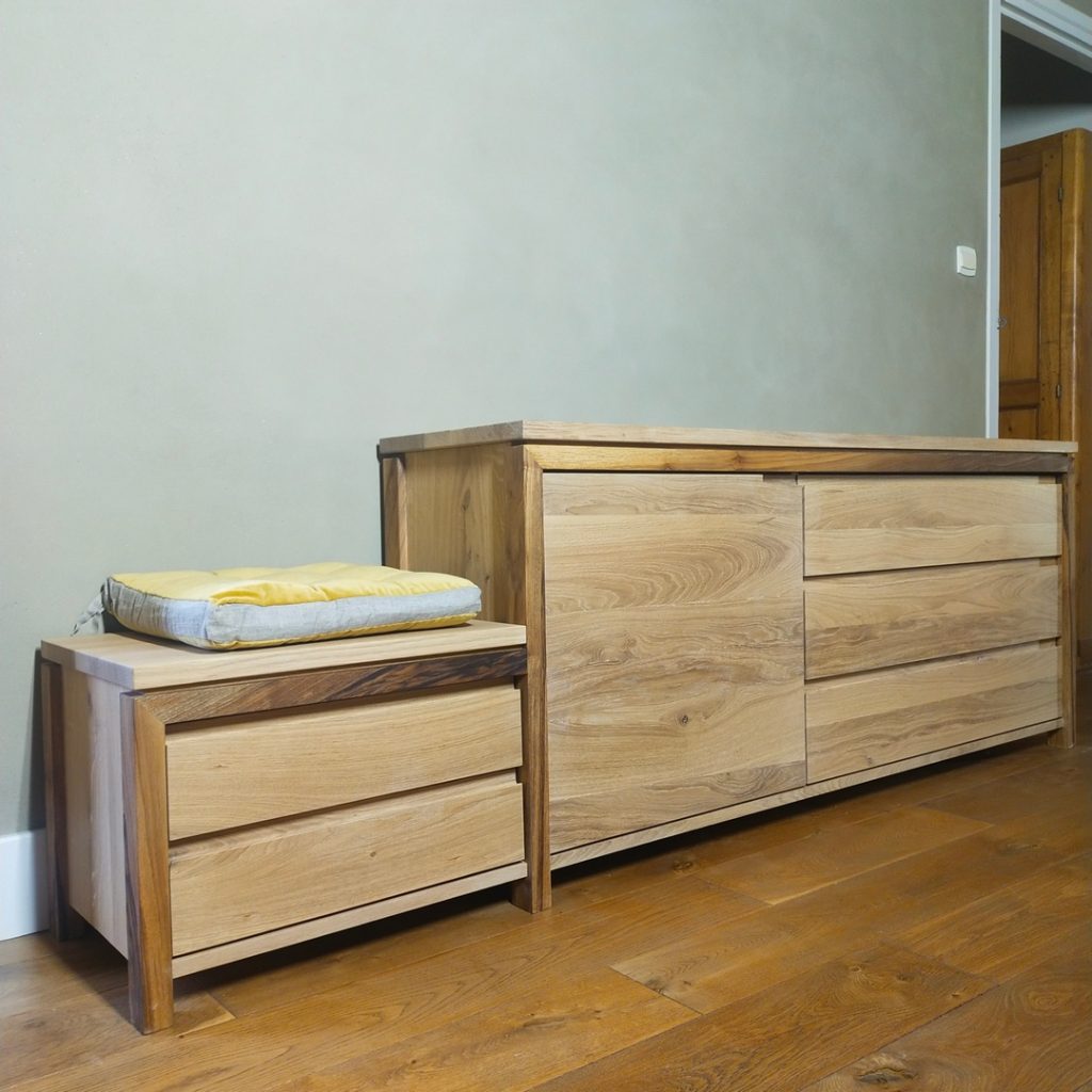 Commode chêne noyer